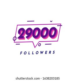 Thank You 29000 Followers template design. Vector Eps 10