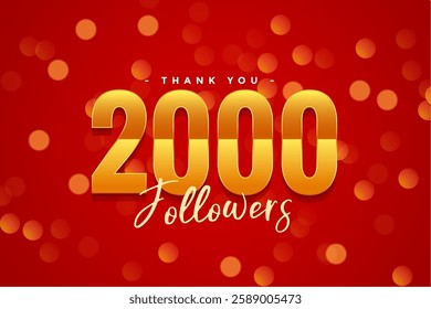 thank you 2k or 2000 public community followers template with bokeh effect vector