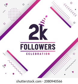 Thank you 2K followers, 2000 followers celebration modern colorful design.
