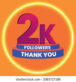 Thank you 2K followers celebration banner.
 Vector illustration Thank you shapes on 3D round shares for friends on social networks.
 Thank you, celebrate followers.