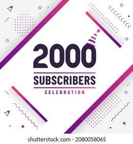 Thank you 2K subscribers, 2000 subscribers celebration modern colorful design.