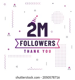 Thank you 2M followers, 2000000 followers celebration modern colorful design.