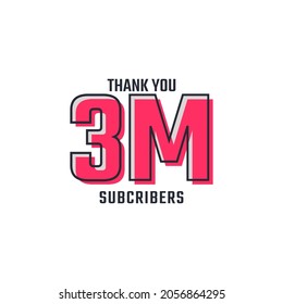 Thank You 3 M Subscribers Celebration Background Design. 3000000 Subscribers Congratulation Post Social Media Template.