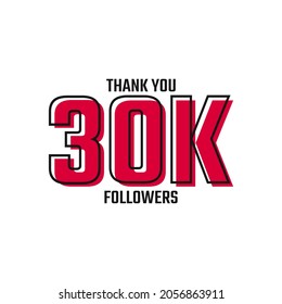 Thank You 30 K Followers Card Celebration Vector Post Social Media Template.