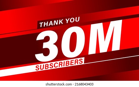 Thank You 30 Million Subscribers, Modern Banner Design Vectors