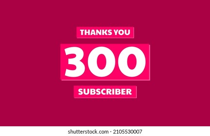 Thank you 300 followers, red violet Greeting card template for social media.