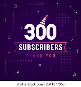 Thank you 300 subscribers celebration modern colorful design.
