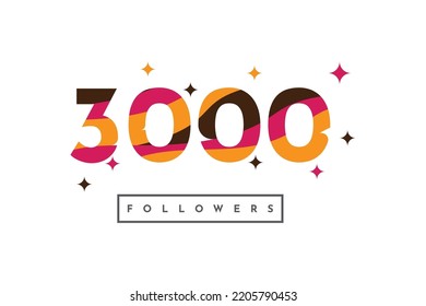 Thank you 3000 followers colorful abstract template design