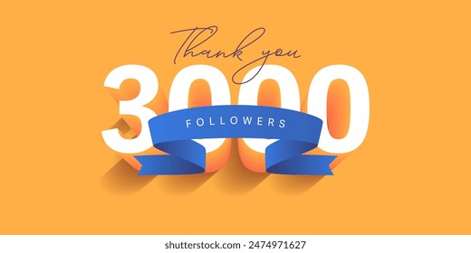 Thank you 3000 followers illustration template design