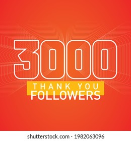 Thank you 3000 followers numbers postcard set. Congratulating gradient flat style gradient thanks image vector illustration isolated background. Template for internet media and social network.