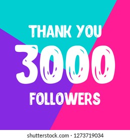 Thank you 3000 followers social network post. Vector illustration