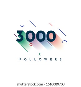 Thank You 3000 Followers Template Design. Vector Eps 10