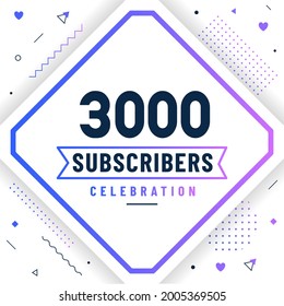Thank you 3000 subscribers, 3K subscribers celebration modern colorful design.