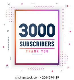 Gracias 3000 suscriptores, 3000 suscriptores celebran diseño colorido moderno.