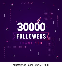 Thank you 30000 followers, 30K followers celebration modern colorful design.