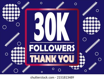 Thank you 30000 followers celebration blue and white modern design