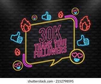 Thank you 30000 followers on yellow background. White background. Vector design. Flat design. Social media.