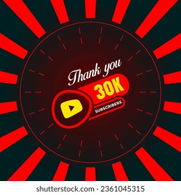 Thank you 30000 subscribers celebration. Greeting card for 30k social media Subscribers. modern colorful design. 