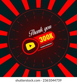 Thank you 300000 subscribers celebration. Greeting card for 300k social media Subscribers. modern colorful design. 