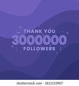 Thank you 3000000 followers, Greeting card template for social networks.