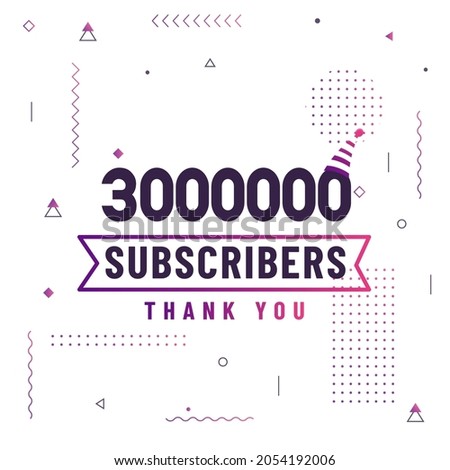 Thank you 3000000 subscribers, 3M subscribers celebration modern colorful design.
