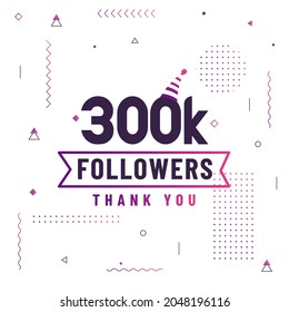 Thank you 300K followers, 300000 followers celebration modern colorful design.