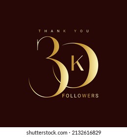 Thank you for 30k followers, 30,000 followers gold, followers to celebrate on social media, 30K subscribers Vector illustration.