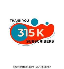 THANK YOU 315K FOLLOWERS CELEBRATION TEMPLATE RED COLOR DESIGN VECTOR GOOD FOR SOCIAL MEDIA, CARD , POSTER