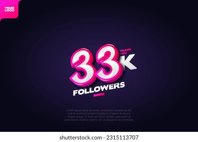 Thank you 33K Followers with Dynamic 3D Numbers on Dark Blue Background