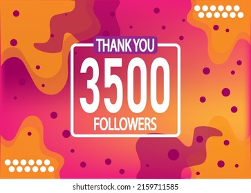 Thank you 3500 followers vector. Greeting social card thank you followers. Banner for social networks.