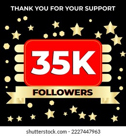 Thank you 35k followers celebration template design perfect for social network and followers, Vector illustration.