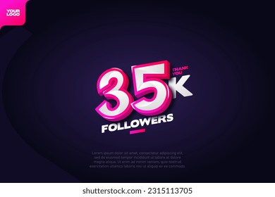 Thank you 35K Followers with Dynamic 3D Numbers on Dark Blue Background