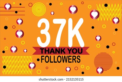 Thank you 37000 followers. Congratulation colorful image for net friends social. svg
