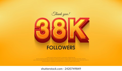 Thank you 38k followers 3d design, vector background thank you.