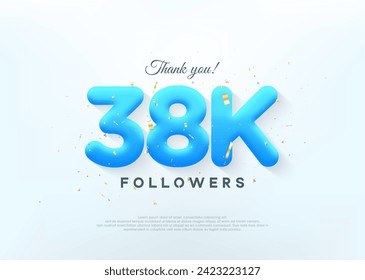 Thank you 38k followers, with blue balloons numbers.