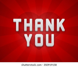 Thank You 3d message text Greeting Card design template. Retro vector background. Thank You Card Note, Thank You Background.