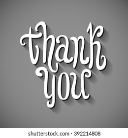 Thank You 3D vector hand written volumed signature lettering on gray background. Thanksgiving day concept art