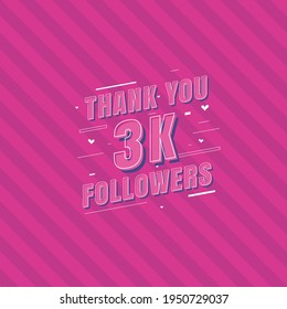 Thank you 3k Followers celebration, Greeting card for 3000 social followers.