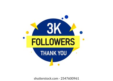 thank you 3k followers,  vector, illustration, social, media, post,  subscribers, followers animation design, banner, premium, background
