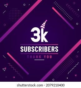 Gracias suscriptores de 3K, 3000 suscriptores celebran diseño colorido moderno.