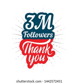 Thank you 3M followers card for celebrating many followers in social network 