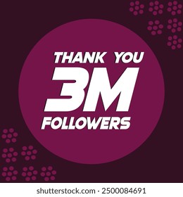 Thank you 3M followers illustration editable social media post 