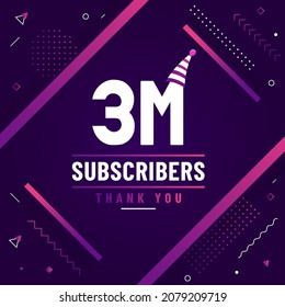 Vielen Dank an 3M-Abonnenten, 3000000 Abonnenten, die modernes, farbenfrohes Design feiern.