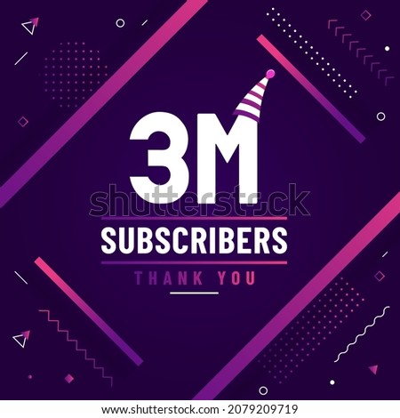 Thank you 3M subscribers, 3000000 subscribers celebration modern colorful design.