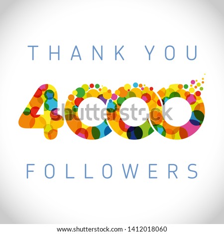 Thank you 4 000 web followers logotype. Congratulating bright 4000k sign with bubbles. Isolated numbers of 4% off. Abstract graphic 4,000 design template.