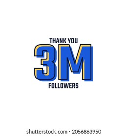 Thank You 4 M Followers Card Celebration Vector. 3000000 Followers Congratulation Post Social Media Template.