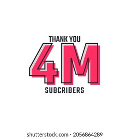 Thank You 4 M Subscribers Celebration Background Design. 4000000 Subscribers Congratulation Post Social Media Template.