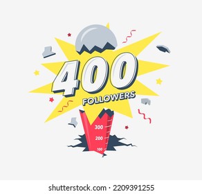 Thank you 400 social media followers symbol. Simple modern flat banner.