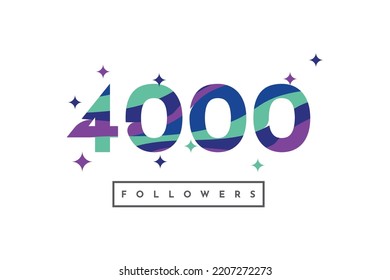Thank you 4000 followers colorful abstract template design