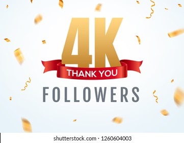 Thank you 4000 followers design template social network number anniversary. Social 4k users golden number friends thousand celebration.